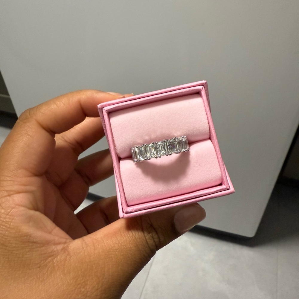 Swarovski Matrix ring Baguette cut, White, Silver-tone finish